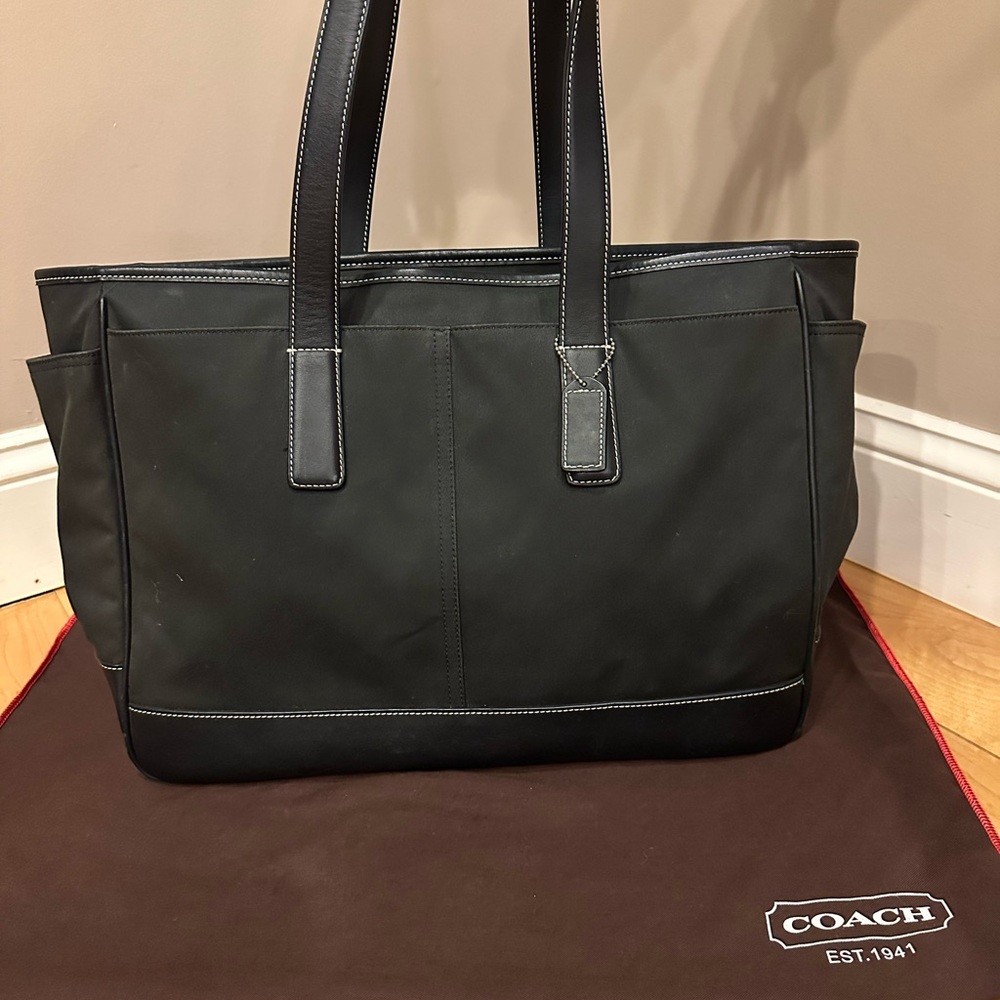 ✨Coach Black Large Everyday Tote / Laptop / Diaper Bag - nylon & leather trim✨